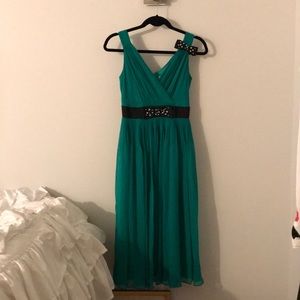 Emerald Embellished Bow Flared Dress in Size 00